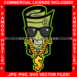 Gangster 100 Dollar Bill Money Roll Mean Face Gold Tooth Jewelry Dollar Sign Necklace Cash Sunglasses Hip Hop Rap Hustler Drip Plug Trap Hood Tattoo Cartoon Character Ghetto Art Graphic Design Logo Print Printing Vector SVG Cut File