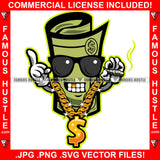 Trap Star Drugs Gangster 100 Dollar Bill Money Roll Sunglasses Gold Dollar Sign Necklace Teeth Jewelry Smoking Sneakers Hip Hop Rap Drip Plug Trap Hood Tattoo Cartoon Character Ghetto Art Graphic Design Logo Print Printing Vector SVG Cut File