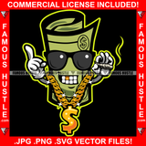 Trap Star Drugs Gangster 100 Dollar Bill Money Roll Sunglasses Gold Dollar Sign Necklace Teeth Jewelry Smoking Sneakers Hip Hop Rap Drip Plug Trap Hood Tattoo Cartoon Character Ghetto Art Graphic Design Logo Print Printing Vector SVG Cut File