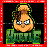Hustle Cash Money Bag Cartoon Character Gold Chain Necklace Famous Hustler Dollar Sign Eyes Tattoo Hip Hop Rap Rapper Plug Trap Street Hood Ghetto Swag Thug Quote Art Graphic Design Logo T-Shirt Print Printing JPG PNG SVG Vector Cut File