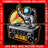 On The Job Big Bang Astronauts Spaceman Gangster DJ Dee Jay Playing Vinyl Hip Hop Rap Plug Trap Street Hood Ghetto Swag Thug Hustler Hustling Famous Hustle Baller Trapper Art Graphic Design Logo T-Shirt Print Printing JPG PNG SVG Vector Cut File