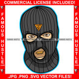 Gangster Black Ski Mask White Man Mean Face Gold Teeth Robber Burglar Hip Hop Rap Rapper Famous Hustler Hustling Trapper Street Thug Dope Baller Trapper Hustling Demon Rapper Art Graphic Design Logo T-Shirt Print Printing JPG PNG SVG Vector Cut File