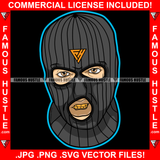 Gangster Black Ski Mask White Man Mean Face Gold Teeth Robber Burglar Hip Hop Rap Rapper Famous Hustler Hustling Trapper Street Thug Dope Baller Trapper Hustling Demon Rapper Art Graphic Design Logo T-Shirt Print Printing JPG PNG SVG Vector Cut File