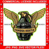 Famous Hustle Deadly Weapon Angel Wings Hand Bomb Hip Hop Rap Rapper Plug Trap Street Hood Ghetto Swag Thug Hustler Hustling Baller Trapper Quote Art Graphic Design Logo T-Shirt Print Printing JPG PNG SVG Vector Cut File