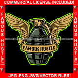 Famous Hustle Deadly Weapon Angel Wings Hand Bomb Hip Hop Rap Rapper Plug Trap Street Hood Ghetto Swag Thug Hustler Hustling Baller Trapper Quote Art Graphic Design Logo T-Shirt Print Printing JPG PNG SVG Vector Cut File