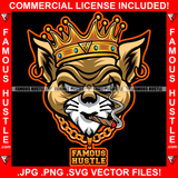 King Gangster Lion Golden Gold Jewelry Smoking Cigar Mean Face Hip Hop Rap Rapper Plug Trap Street Hood Ghetto Swag Thug Hustler Hustling Famous Hustle Baller Trapper Art Graphic Design Logo T-Shirt Print Printing JPG PNG SVG Vector Cut File