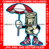 Famous Hustle $100 Cash Money Roll Drink Glass Umbrella Sneakers Hip Hop Rap Rapper Plug Trap Street Hood Ghetto Swag Thug Hustler Hustling Baller Trapper Art Graphic Design Logo T-Shirt Print Printing JPG PNG SVG Vector Cut File