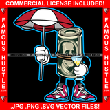 Famous Hustle $100 Cash Money Roll Drink Glass Umbrella Sneakers Hip Hop Rap Rapper Plug Trap Street Hood Ghetto Swag Thug Hustler Hustling Baller Trapper Art Graphic Design Logo T-Shirt Print Printing JPG PNG SVG Vector Cut File