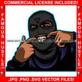 Gangsta Generation Gangster Wearing Black Ski Mask Fingers In Mouth Showing Teeth Hip Hop Rap Rapper Plug Trap Street Hood Ghetto Swag Thug Hustler Hustling Famous Hustle Art Graphic Design Logo T-Shirt Print Printing JPG PNG SVG Vector Cut File