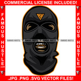 Gang Gang Gangster Black Ski Mask Man Mean Face Gold Teeth Robber Burglar Hip Hop Famous Hustler Hustling Trapper Street Thug Dope Baller Trapper Hustling Demon Rapper Art Graphic Design Logo T-Shirt Print Printing JPG PNG SVG Vector Cut File