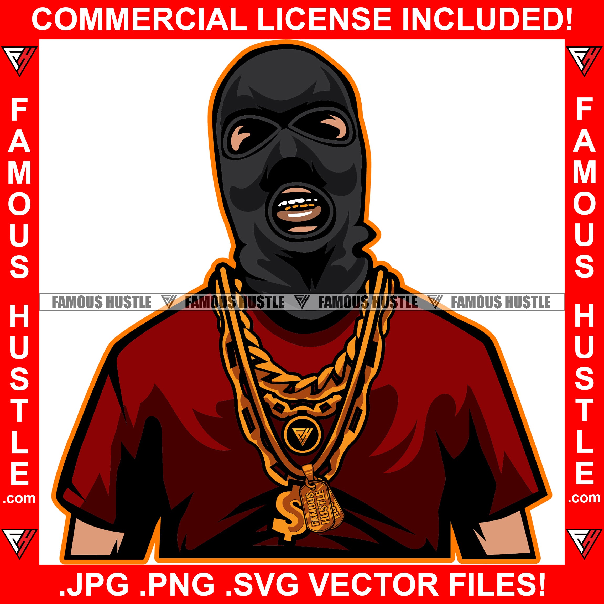 Money Chaser Gangster Wearing Ski Mask Gold Machine Gun Luxury Cash Ba –  famoushustle