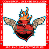 Love Sick Dripping True Love Fire Red Heart Angel Wings Hip Hop Rap Rapper Plug Trap Street Hood Ghetto Swag Thug Hustler Hustling Famous Hustle Baller Trapper Art Graphic Design Logo T-Shirt Print Printing JPG PNG SVG Vector Cut File