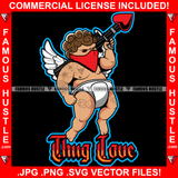 Thug Love Gangster Angel Tattoos Diaper Red Face Mask Heart Machine Gun Hip Hop Rap Rapper Street Dope Baller Trapper Hustling Flex Quote Art Graphic Design Logo T-Shirt Print Printing JPG PNG SVG Vector Cut File