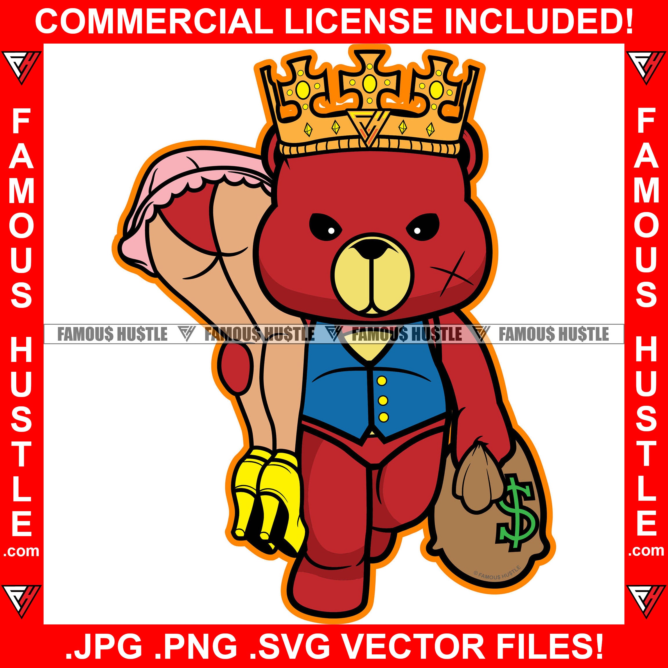 Teddy Bear King SVG Gangster Bear SVG Cutting File Digital 