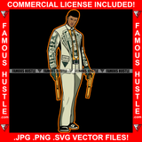 Famous Hustle Gangster Gang Member Man $100 Bill Pattern Clothes Outfit Gold Gun Hustler Rapper Dope Baller Trapper Hustling Flex Dripping Dope Art Graphic Design Logo T-Shirt Print Printing JPG PNG SVG Vector Cut File