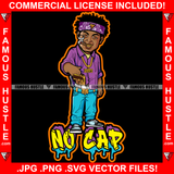 No Cap Dripping Gangster Man Gang Member Head Bandanna Smoking Cigar Gold Machine Gun Jewelry Hip Hop Rap Trap Street Hood Ghetto Thug Hustler Drip Famous Hustle Quote Art Graphic Design Logo T-Shirt Print Printing JPG PNG SVG Vector Cut File