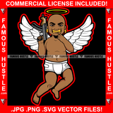 Gangster Boy White Angel Wings Halo Diaper Gang Member Showing Gold Teeth Jewelry Machine Gun Tattoo Hip Hop Rap Hustler Plug Trap Hood Thug Street Art Graphic Design Logo T-Shirt Print Printing JPG PNG SVG Vector Cut File