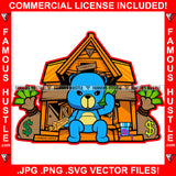Gangster Teddy Bear Cash Stack Holding Cell Phone Money Bags Gold Gun Abandoned Drug Houses Ghetto Home Hood Hip Hop Rap Rapper Trap Street Hood Ghetto Trapper Art Graphic Design Logo T-Shirt Print Printing JPG PNG SVG Vector Cut File