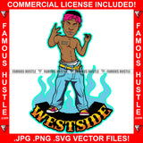 Westside Gangster Man Gang Member Head Bandanna Smoking Cigar Without Shirt Hip Hop Rap Trap Street Hood Ghetto Thug Hustler Drip Famous Hustle Quote Art Graphic Design Logo T-Shirt Print Printing JPG PNG SVG Vector Cut File