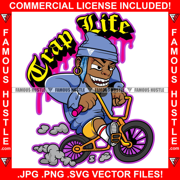 Trap Life Dripping Gangster Mean Face Gold Earrings Speedy Bicycle Rap ...