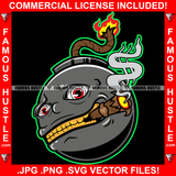 Black Fire Bomb Cartoon Character Running Cigar Smoking Dollar Sign Smoke Gold Teeth Hip Hop Rap Hustler Drip Plug Trap Hood Tattoo Cartoon Character Ghetto Hustling Famous Hustle Rich Art Graphic Design Logo Print Printing Vector SVG Cut File