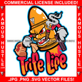 Trife Life Gangster Rocket Men Face Cigar Smoking Dollar Sign Cash Money Bag Machine Gun Hip Hop Rap Rapper Plug Trap Street Hood Ghetto Thug Trapper Gang Famous Hustle Quote Art Graphic Design Logo T-Shirt Print Printing JPG PNG SVG Vector Cut File