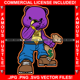 Wipping Nose Famous Hustle Gangster Teddy Bear Scar Mean Face Cash Money Bag Gold Jewelry Rapper Dope Baller Trapper Hustling Flex Art Graphic Design Logo T-Shirt Print Printing JPG PNG SVG Vector Cut File