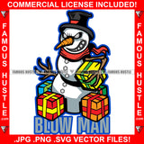 Blow Man Gangster Snowman Horror Scary Face Diamond Eyes Presents Hat Hip Hop Rap Rapper Trap Street Hood Ghetto Swag Thug Boss Grind Gangsta Hustler Hustling Drip Dripping Savage Quote Art Graphic Design Print Printing Vector SVG Cut File