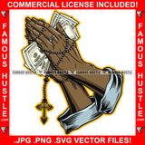 Famous Hustle Gangster Hands Cash Money Bundles Crist Crucifix Necklace Thank You Tattoo Hip Hop Rap Hustler Drip Swag Trap Hood Thug Street Mafia Mob Ghetto Art Graphic Design Logo T-Shirt Print Printing JPG PNG SVG Vector Cut File