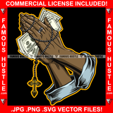 Famous Hustle Gangster Hands Cash Money Bundles Crist Crucifix Necklace Thank You Tattoo Hip Hop Rap Hustler Drip Swag Trap Hood Thug Street Mafia Mob Ghetto Art Graphic Design Logo T-Shirt Print Printing JPG PNG SVG Vector Cut File