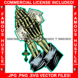 Famous Hustle Gangster Skeleton Bone Hands Cash Money Bundles Crist Crucifix Necklace Thank You Tattoo Hip Hop Rap Hustler Drip Swag Trap Hood Thug Street Mafia Mob Ghetto Art Graphic Design Logo T-Shirt Print Printing JPG PNG SVG Vector Cut File