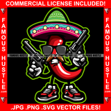 Street Justice Red Chilli Gangster Black Sunglasses Alpine Hat Pistol Guns Sneakers Hip Hop Rap Rapper Trap Street Hood Ghetto Swag Thug Boss Grind Gangsta Hustler Hustling Drip Dripping Savage Art Graphic Design Print Printing Vector SVG Cut File