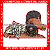 Money Makes Money Gangster Black Man Ski Mask Gold Jewelry Eyes Cover Face Mask Hip Hop Rap Rapper Plug Trap Street Hood Ghetto Swag Thug Hustler Hustling Drip Famous Hustle Art Graphic Design Logo T-Shirt Print Printing JPG PNG SVG Vector Cut File