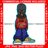 Work Harder Gangster Black Man Ski Mask Gold Jewelry Necklace Face Mask Sneakers Hip Hop Rap Rapper Plug Trap Street Hood Ghetto Swag Thug Hustler Hustling Drip Famous Hustle Art Graphic Design Logo T-Shirt Print Printing JPG PNG SVG Vector Cut File