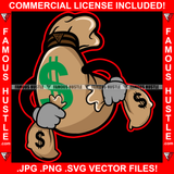 Move In Silence Cash Bag Cartoon Character Running Money Hands Hip Hop Rap Rapper Plug Trap Street Hood Ghetto Swag Thug Hustler Hustling Famous Hustle Baller Trapper Art Graphic Design Logo T-Shirt Print Printing JPG PNG SVG Vector Cut File