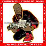 Paper Chaser Gangster Bald Man Cash Money Bundles Gold Teeth Jewelry Sneakers Hip Hop Rap Plug Trap Street Hood Ghetto Swag Thug Hustler Hustling Famous Hustle Baller Trapper Art Graphic Design Logo T-Shirt Print Printing JPG PNG SVG Vector Cut File