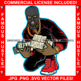 Cash Only Gangster Man Ski Mask Cash Money Bundles Gold Jewelry Sneakers Hip Hop Rap Plug Trap Street Hood Ghetto Swag Thug Hustler Hustling Famous Hustle Baller Trapper Art Graphic Design Logo T-Shirt Print Printing JPG PNG SVG Vector Cut File