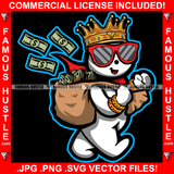 Watch My Shine King Happy Snowman Glasses Cash Money Bag Christmas Day Ready Hip Hop Rap Rapper Plug Trap Street Hood Ghetto Swag Thug Hustler Hustling Famous Hustle Art Graphic Design Logo T-Shirt Print Printing JPG PNG SVG Vector Cut File