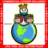 Money On Lock Snowman Dollar Sign Eyes Cash Bags Sitting On Globe Christmas Day Hip Hop Rap Plug Trap Street Hood Ghetto Swag Thug Hustler Hustling Famous Hustle Baller Art Graphic Design Logo T-Shirt Print Printing JPG PNG SVG Vector Cut File