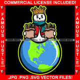 Money On Lock Snowman Dollar Sign Eyes Cash Bags Sitting On Globe Christmas Day Hip Hop Rap Plug Trap Street Hood Ghetto Swag Thug Hustler Hustling Famous Hustle Baller Art Graphic Design Logo T-Shirt Print Printing JPG PNG SVG Vector Cut File