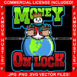 Money On Lock Snowman Dollar Sign Eyes Cash Bags Sitting On Globe Christmas Day Hip Hop Rap Plug Trap Street Hood Ghetto Swag Thug Hustler Hustling Famous Hustle Baller Quote Art Graphic Design Logo T-Shirt Print Printing JPG PNG SVG Vector Cut File