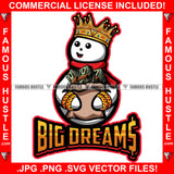 Big Dreams Famous Hustle King Happy Snowman Christmas Day Ready Gold Jewelry Cash Money Bag Hat Cap Hip Hop Rap Plug Trap Street Hood Ghetto Swag Thug Hustling Trapper Quote Art Graphic Design Logo T-Shirt Print Printing JPG PNG SVG Vector Cut File
