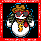 Money Talks Famous Hustle Happy Snowman Glasses Christmas Day Ready Hat Gold Dollar Sign Necklace Cash Bundles Hip Hop Rap Plug Trap Street Hood Ghetto Swag Thug Hustler Hustling Art Graphic Design Logo T-Shirt Print Printing JPG PNG SVG Vector Cut File