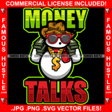 Money Talks Famous Hustle Happy Snowman Glasses Christmas Day Ready Gold Dollar Sign Necklace Cash Bundles Hip Hop Rap Plug Trap Street Hood Ghetto Swag Thug Hustler Hustling Quote Art Graphic Design Logo T-Shirt Print Printing JPG PNG SVG Vector Cut File