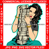 Paper Chaser Sexy Gangster White Lady Female Big Cash Money Stack Gold Jewelry Hip Hop Rap Plug Trap Street Hood Ghetto Swag Thug Hustling Famous Hustle Baller Trapper Art Graphic Design Logo T-Shirt Print Printing JPG PNG SVG Vector Cut File