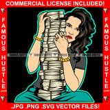 Paper Chaser Sexy Gangster White Lady Female Big Cash Money Stack Gold Jewelry Hip Hop Rap Plug Trap Street Hood Ghetto Swag Thug Hustling Famous Hustle Baller Trapper Art Graphic Design Logo T-Shirt Print Printing JPG PNG SVG Vector Cut File
