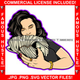 Cash Adict Sexy Gangster White Lady Female Big Money Stack Gold Jewelry Hip Hop Rap Plug Trap Street Hood Ghetto Swag Thug Hustling Famous Hustle Baller Trapper Art Graphic Design Logo T-Shirt Print Printing JPG PNG SVG Vector Cut File