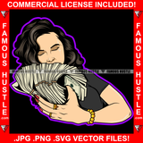 Cash Adict Sexy Gangster White Lady Female Big Money Stack Gold Jewelry Hip Hop Rap Plug Trap Street Hood Ghetto Swag Thug Hustling Famous Hustle Baller Trapper Art Graphic Design Logo T-Shirt Print Printing JPG PNG SVG Vector Cut File