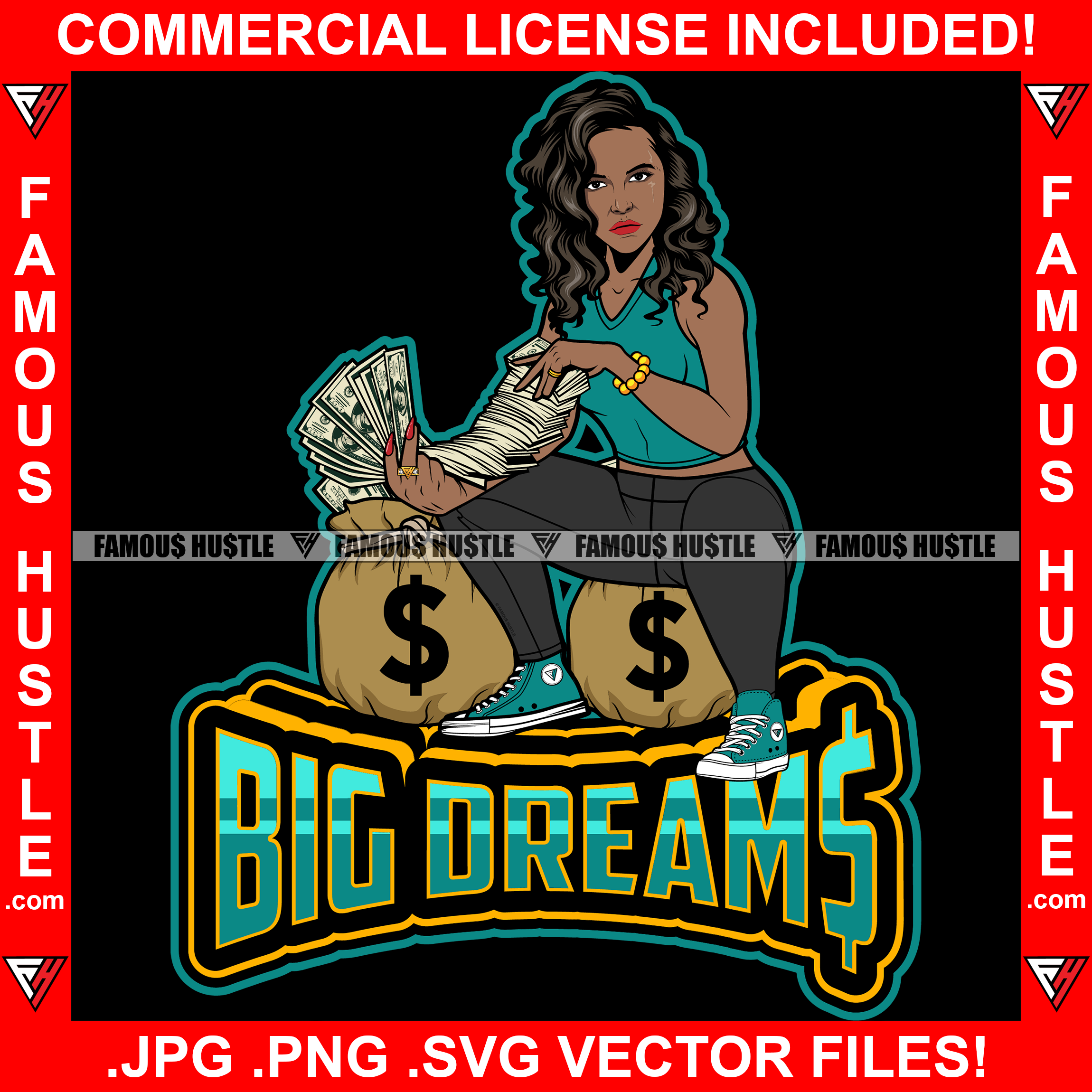 Big Dreams Sexy Gangster Black Lady Female Spreading Cash Stack Spread –  famoushustle