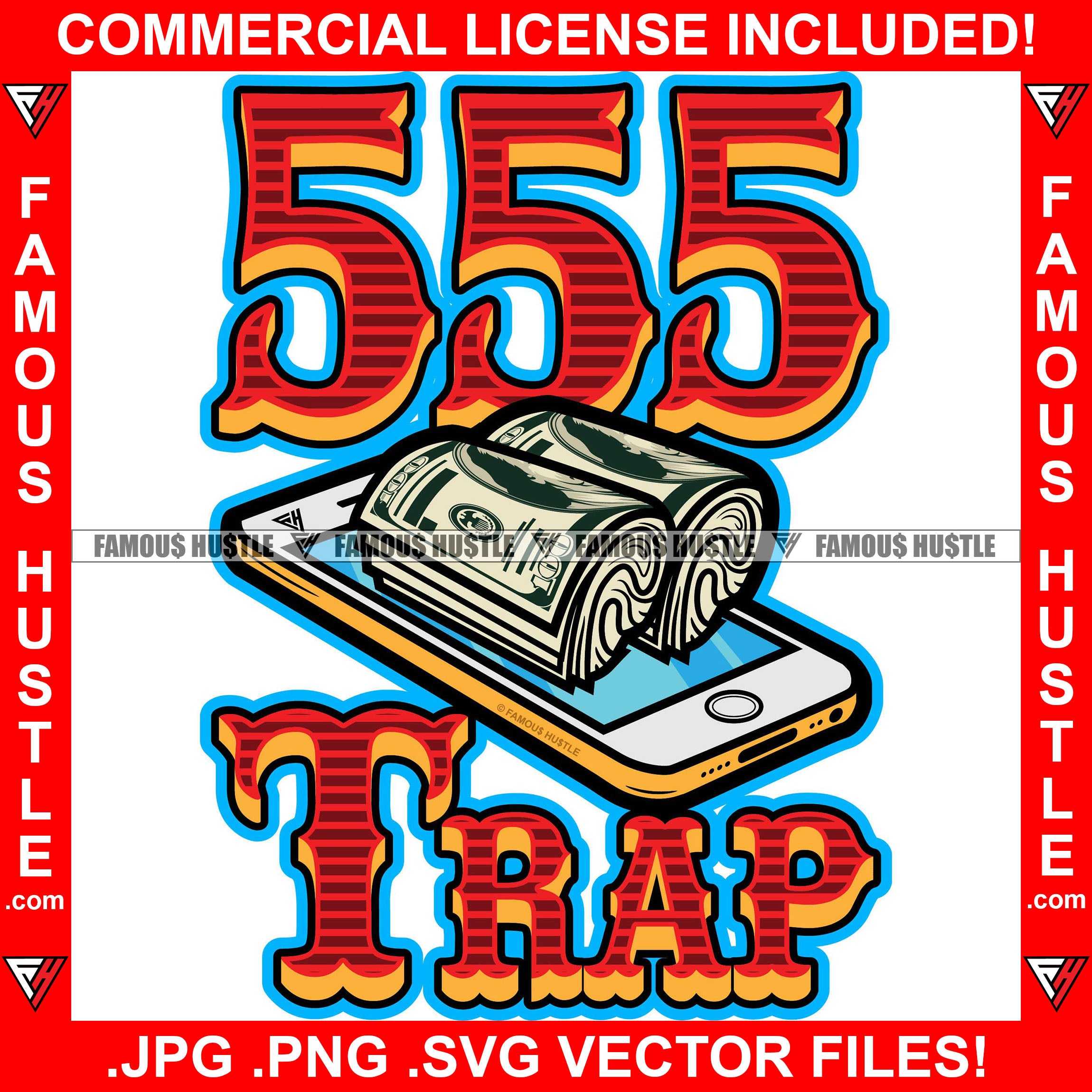 555 Trap Angel Number Cash Money Roll Mobile Phone Hip Hop Rap Rapper ...